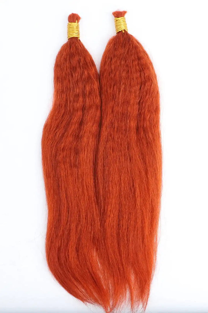 350# Ginger Kinky Straight Bulk Human Hair For Braiding BU17