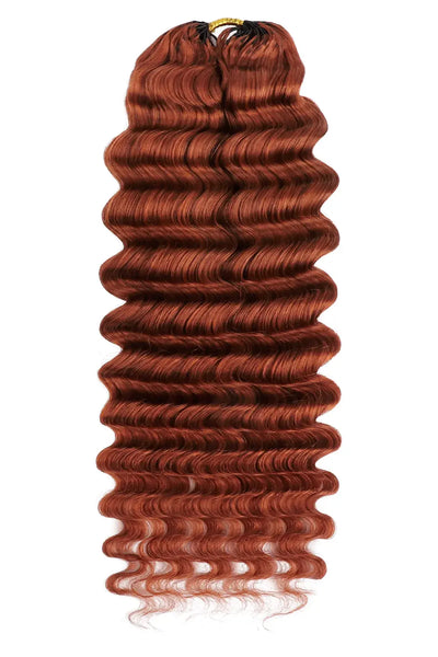 350# Ginger Deep Wave Feather Crochet Miracle Knots Human Hair