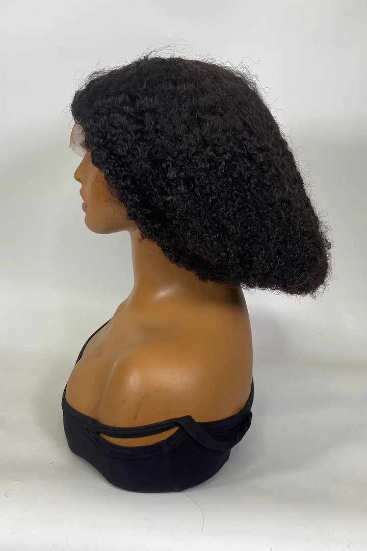 Perruque afro crépue bouclée avec dentelle frontale 13x4, couleur naturelle, 40 cm