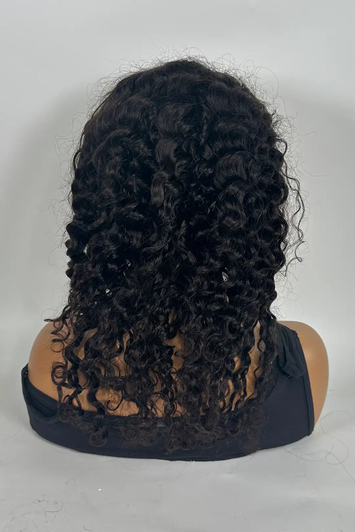 13x4 Lace Frontal with PU Silk Top Water Wave Wig 16 Inch Natural color