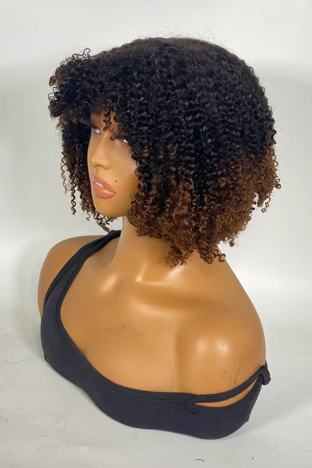 Peluca afro rizada sin encaje, 16 pulgadas, color 1B/#4