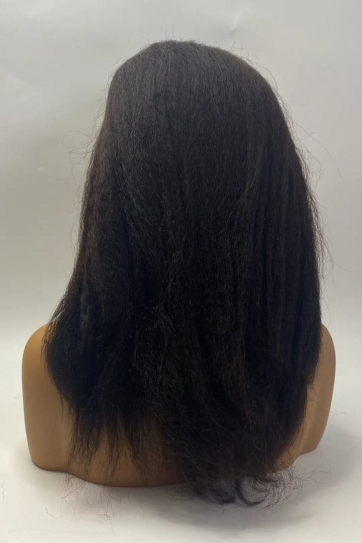 13x1x4 T-part Kinky Straight Lace Wig 14 Inch Natural Color
