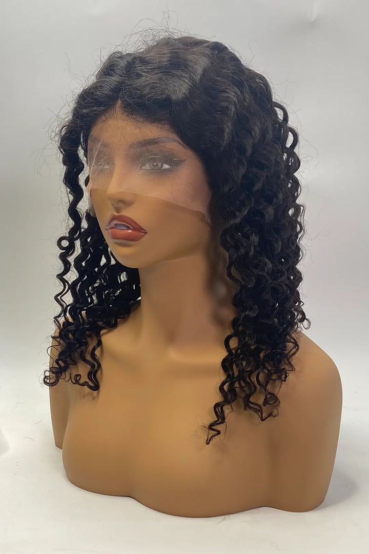 13x1x6 T-part Curly Lace Wig 16 Inch Natural Color