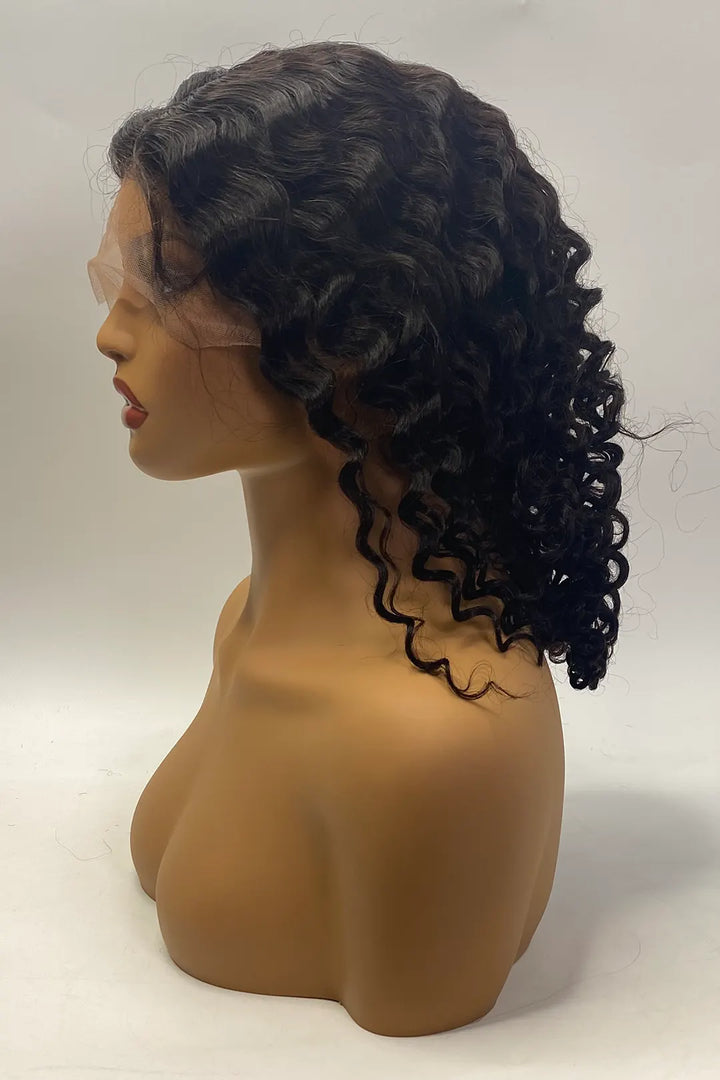 13x1x6 T-part Deep Wave Lace Wig 16 Inch Natural Color