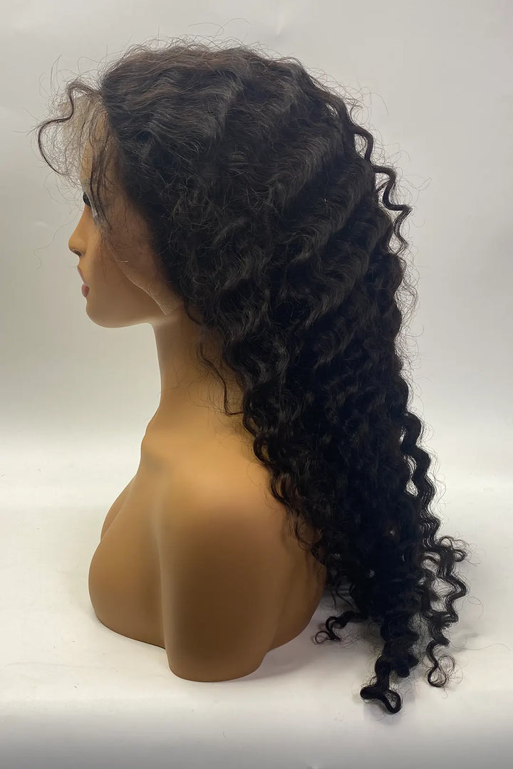 13x4 Full Lace Frontal Deep Wave Wigs 24 Inch Natural Color