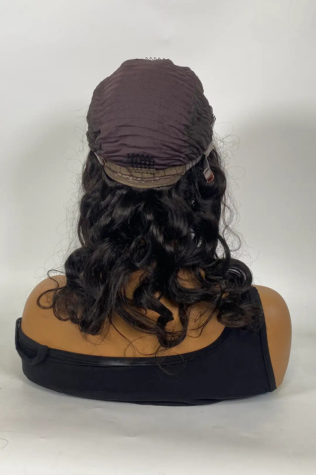 Perruque en dentelle 4x4 avec dessus en soie, couleur naturelle, ondulée, 45,7 cm