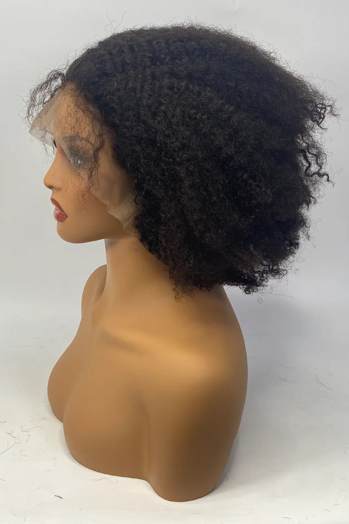 13x4 Full Lace Frontal Afro Curly 12 Inch Bob Natural Color