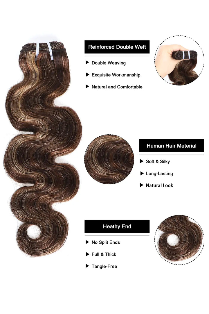 #4/27/30 Piano Color Cambodia Virgin Hair Bundles Body Wave