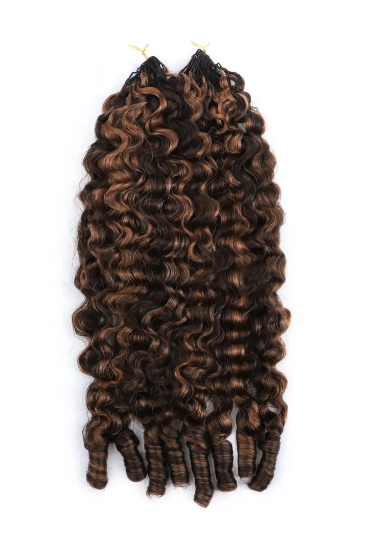 #4/30 Cheveux birmans frisés couleurs mélangées avec boucles spirales pour tresses au crochet Miracle Knots