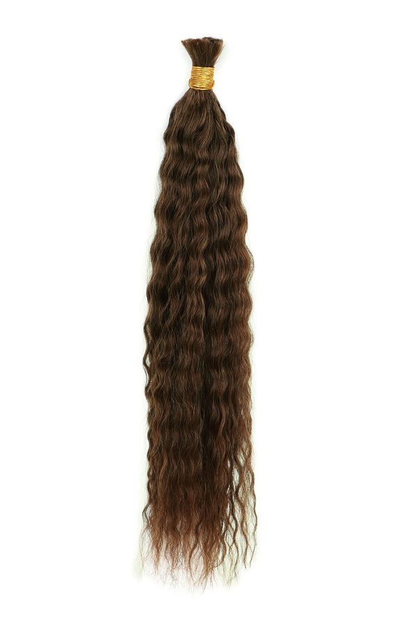 Double Drawn #4a Dark Brown Bulk Hair For Braiding Wet Wave BU37