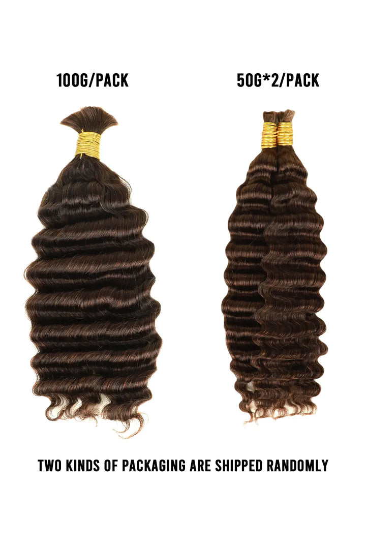 4 dark brown deep wave bulk human hair for braiding