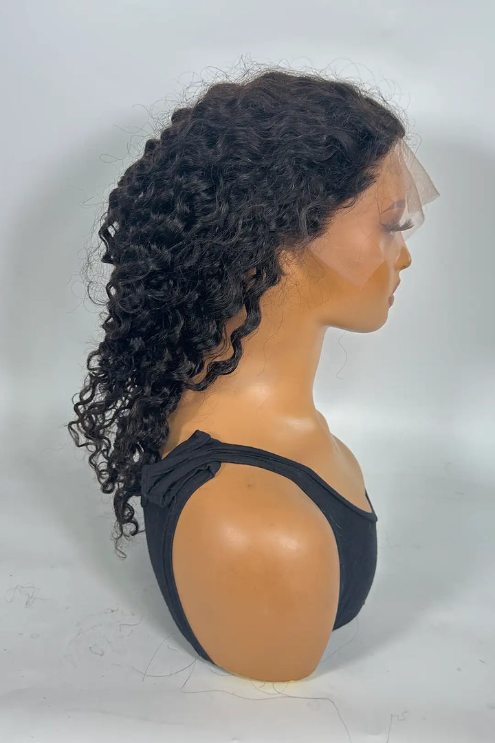 13x4 Lace Frontal with PU Silk Top Water Wave Wig 16 Inch Natural color