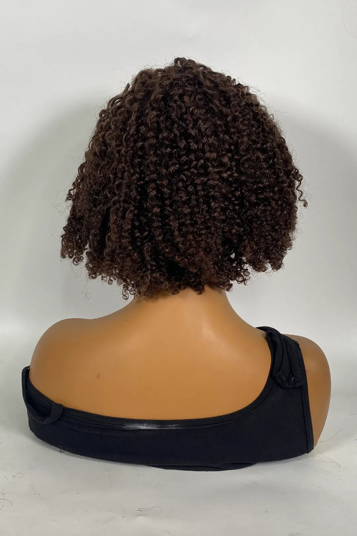 Non Lace Brown Curly Bob Human Hair