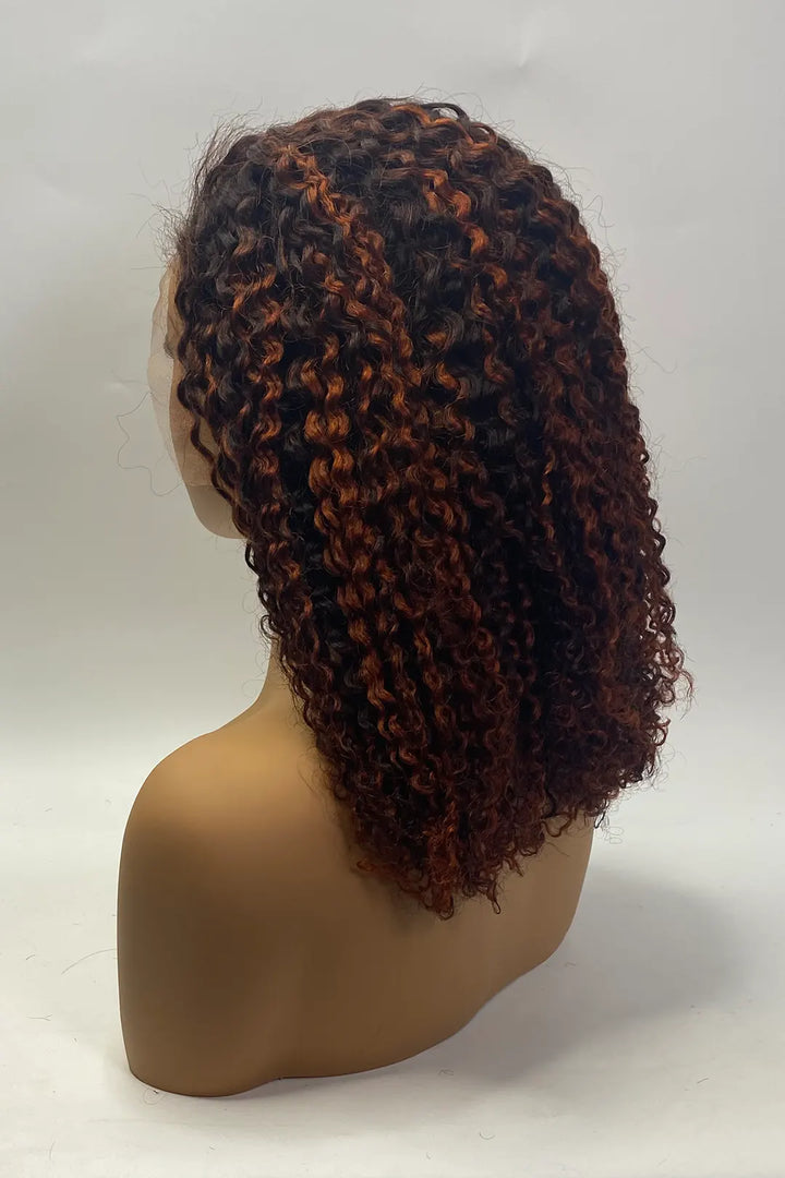 13x1x6 T-part Lace Wig 14 Inch Red Bleach Color