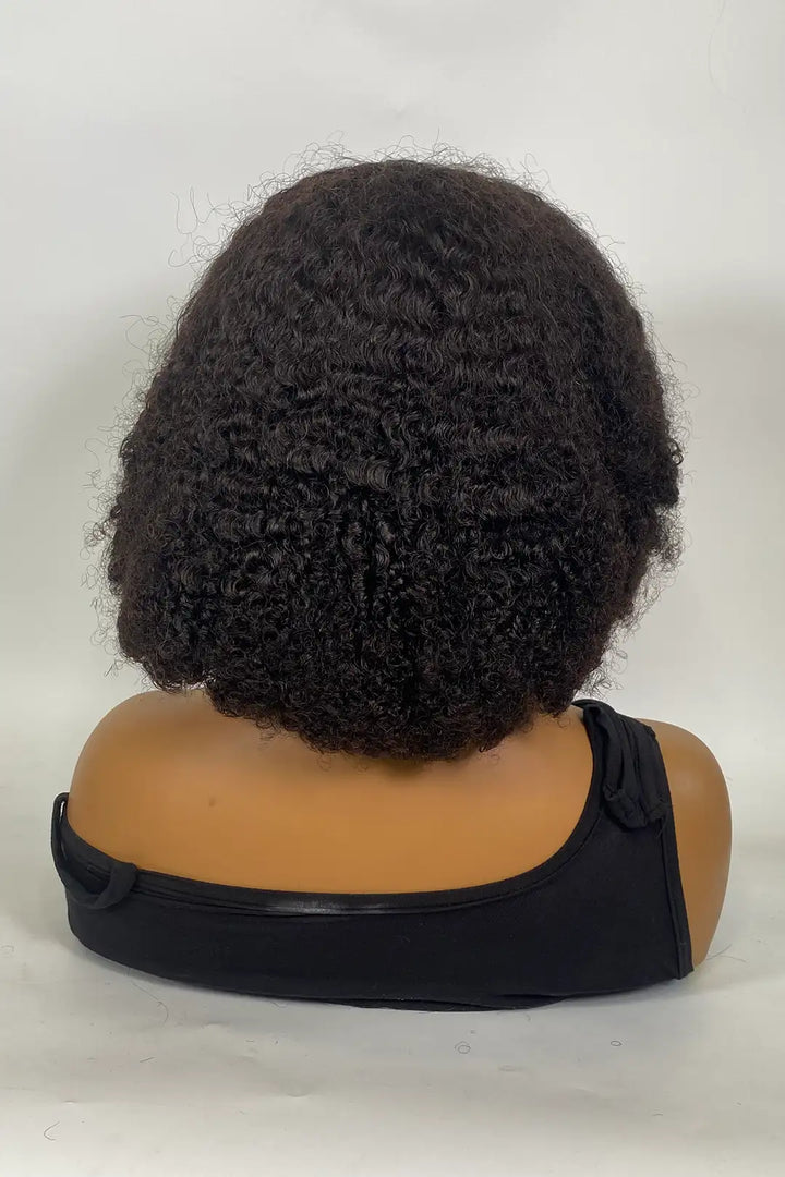 Perruque afro crépue bouclée avec dentelle frontale 13x4, couleur naturelle, 40 cm