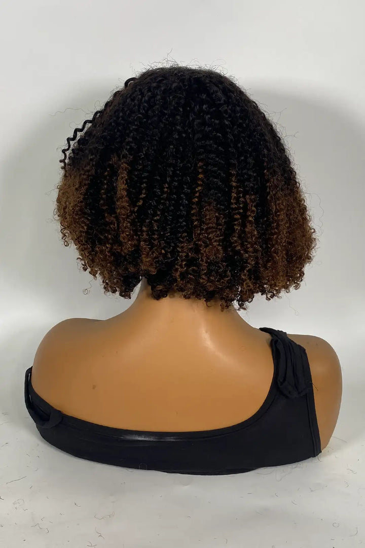 Peluca afro rizada sin encaje, 16 pulgadas, color 1B/#4