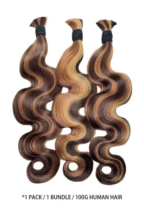 #4A/27/30 Piano Color Body Wave Bulk Hair for Braiding BU54