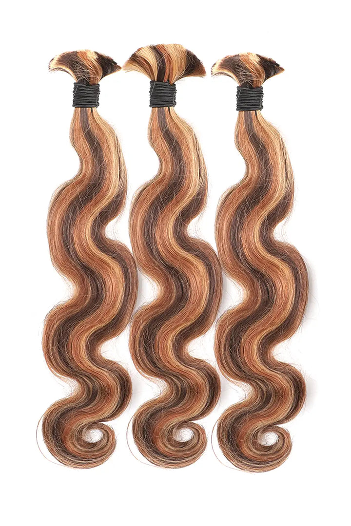 #4A/27/30 Piano Color Body Wave Bulk Hair for Braiding BU54 3