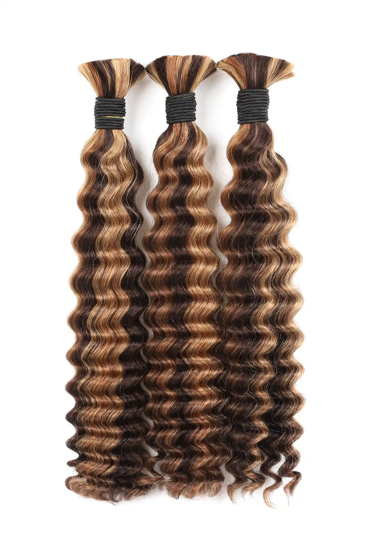 #4A/27/30 Piano Color Deep Wave Bulk Hair for Braiding BU55 3