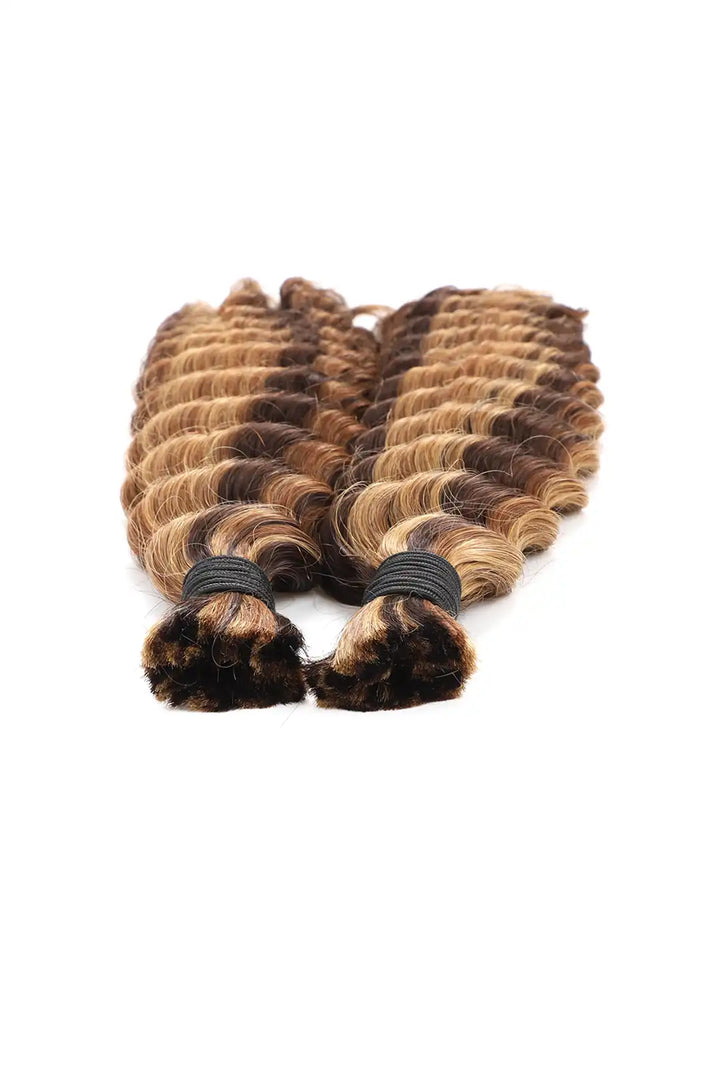 #4A/27/30 Piano Color Deep Wave Bulk Hair for Braiding BU55 3