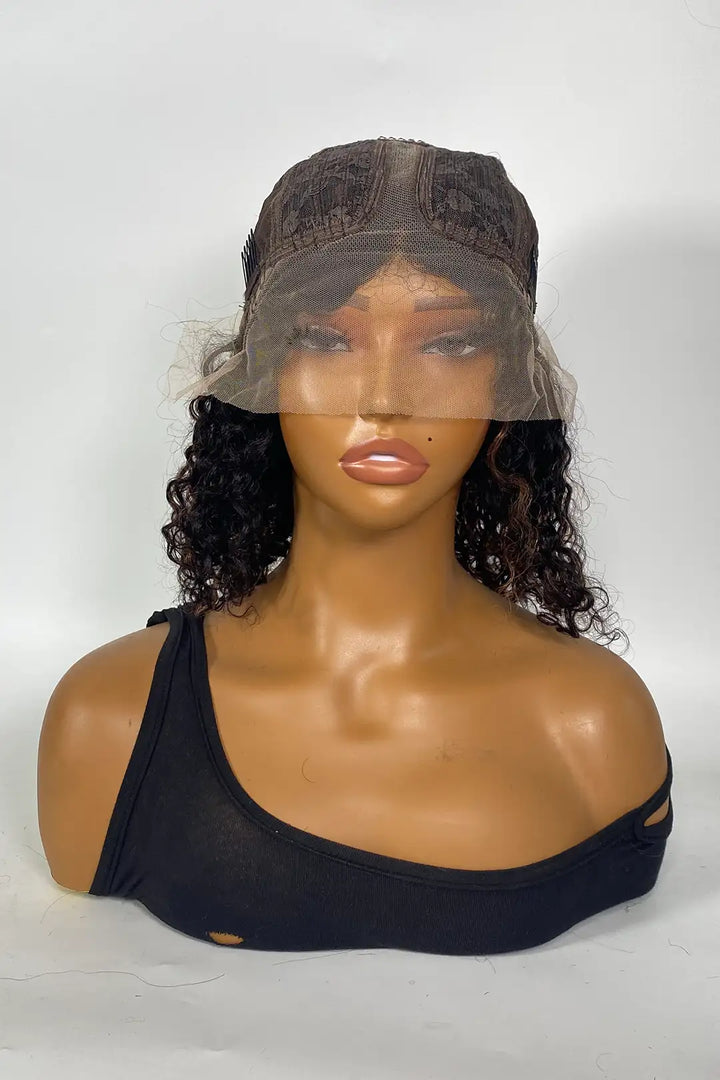 13x1x6 T-part Lace Wig Cruly 12 Inch 1B Color Highlight #30