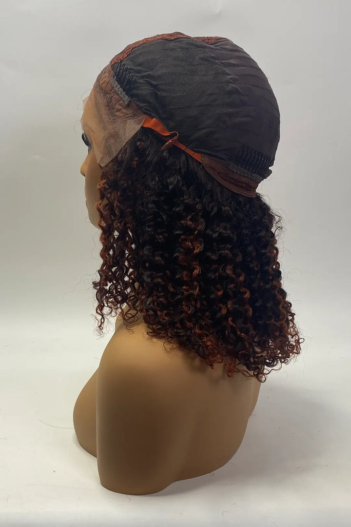 13x1x6 T-part Lace Wig 14 Inch Red Bleach Color