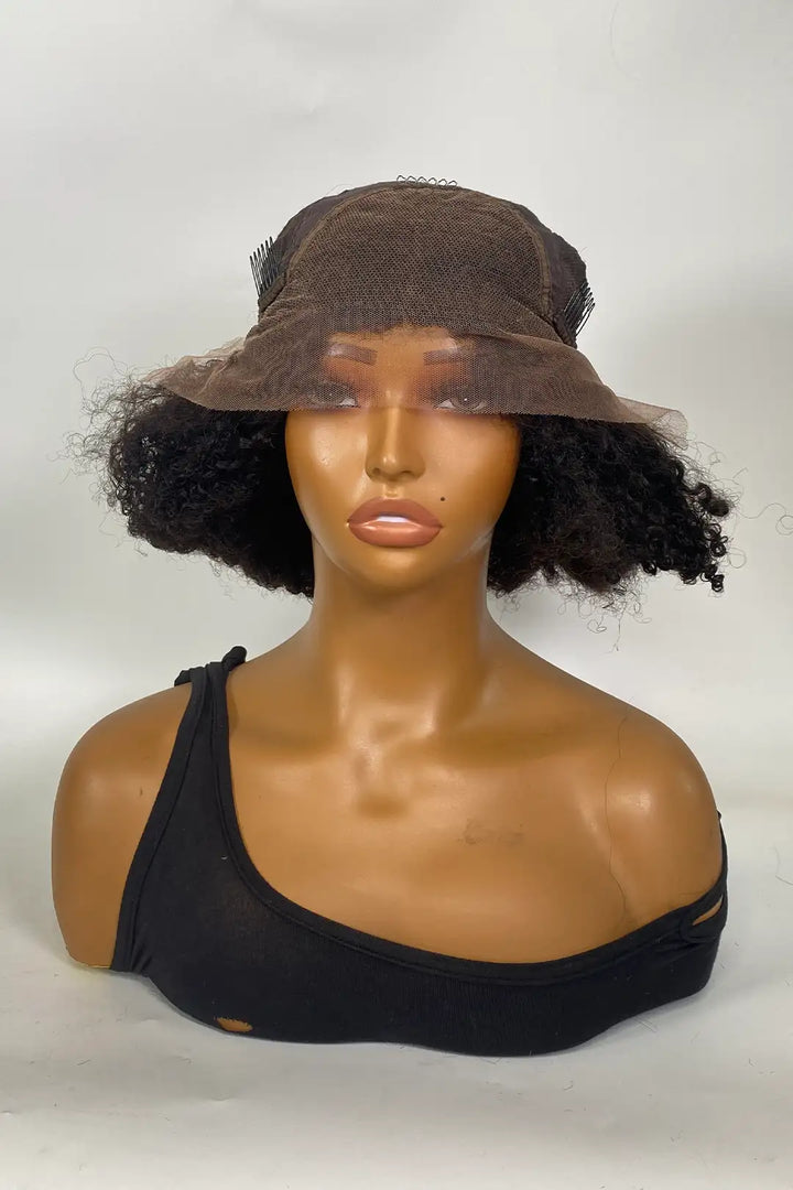 Perruque afro crépue bouclée avec dentelle frontale 13x4, couleur naturelle, 40 cm