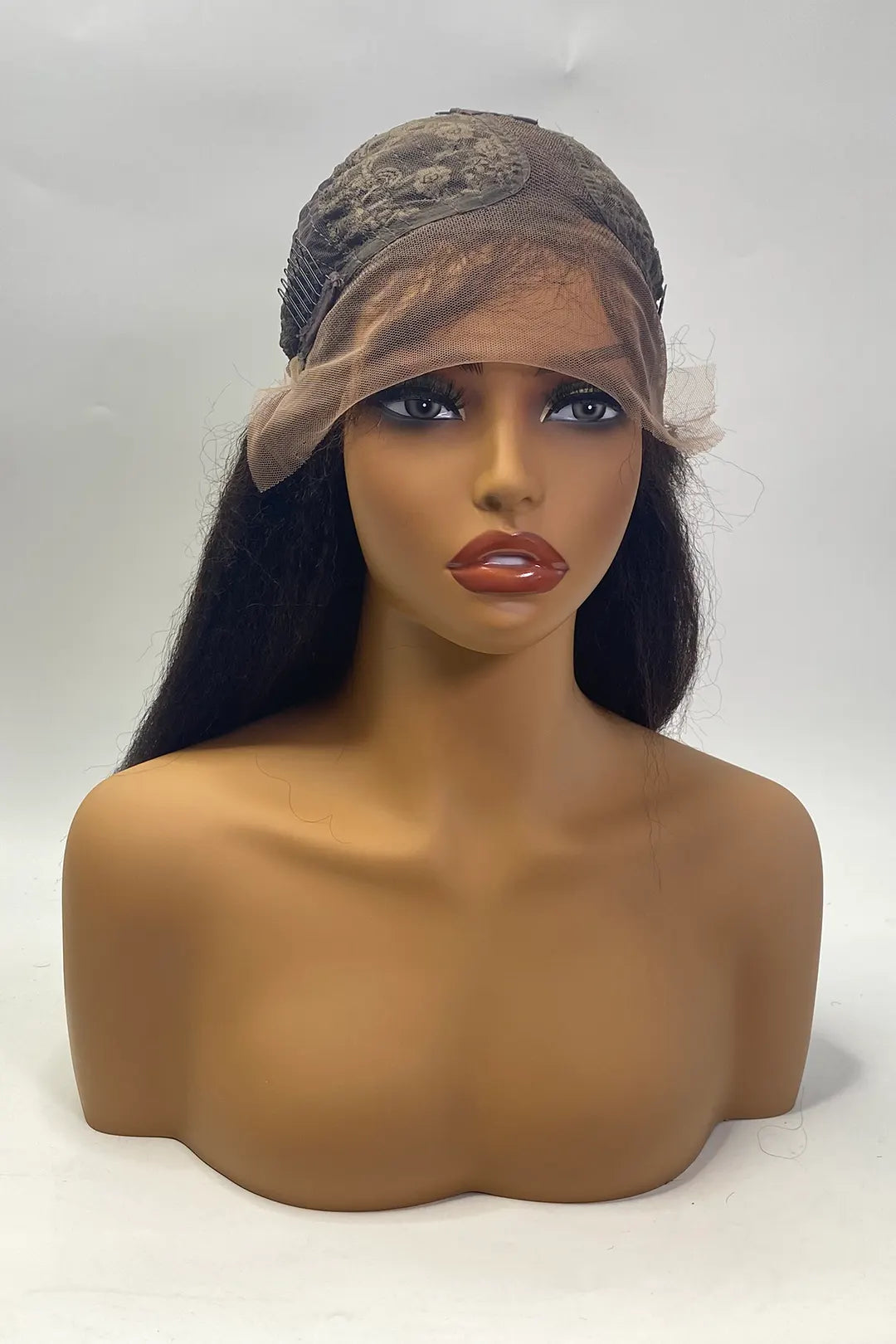13x1x4 T-part Kinky Straight Lace Wig 14 Inch Natural Color