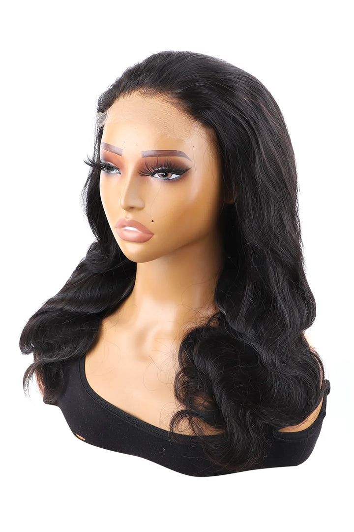 5x5 Lace Closure Wig Body Wave Human Hair Natural Black