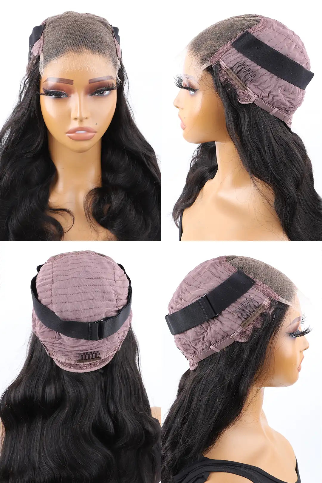 5x5 Lace Closure Wig Body Wave Human Hair Natural Black