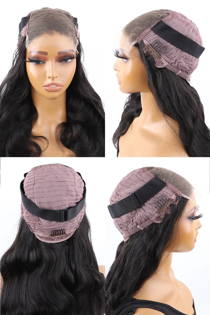 5x5 Lace Closure Wig Body Wave Human Hair Natural Black