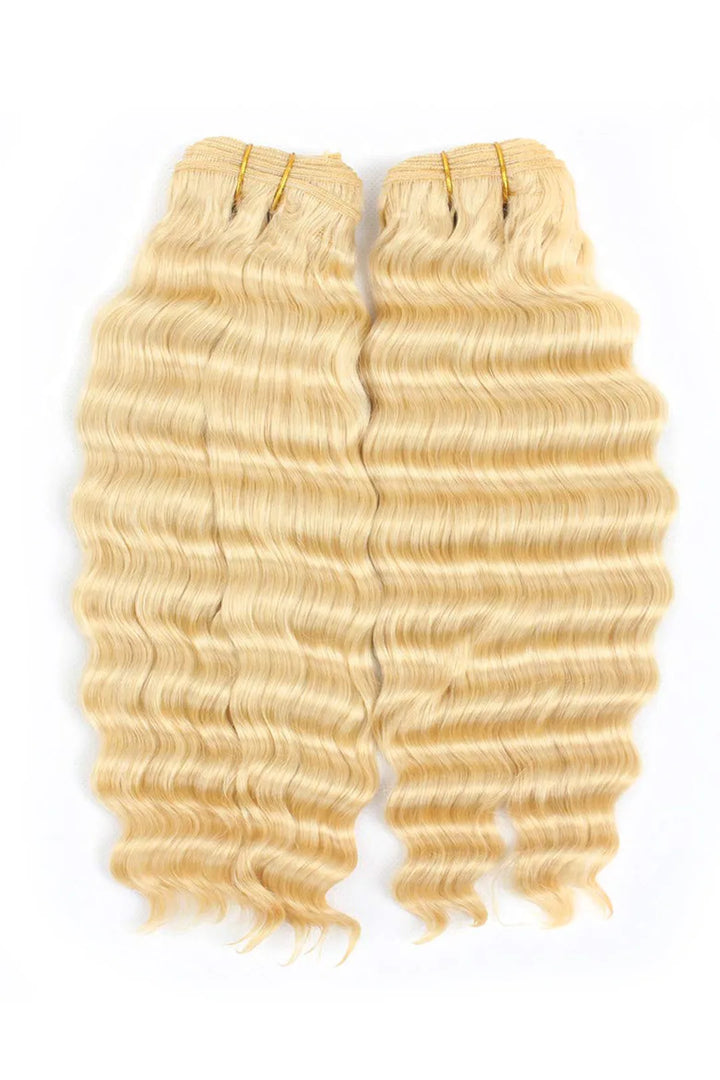 613 Blonde Deep Wave Bundle Double Weft Sew-in Extensions Virgin Hair