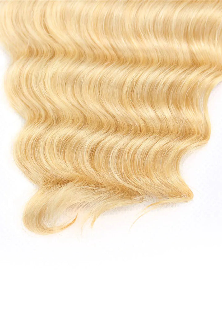 613 Blonde Deep Wave Bundle Double Weft Sew-in Extensions Virgin Hair 5