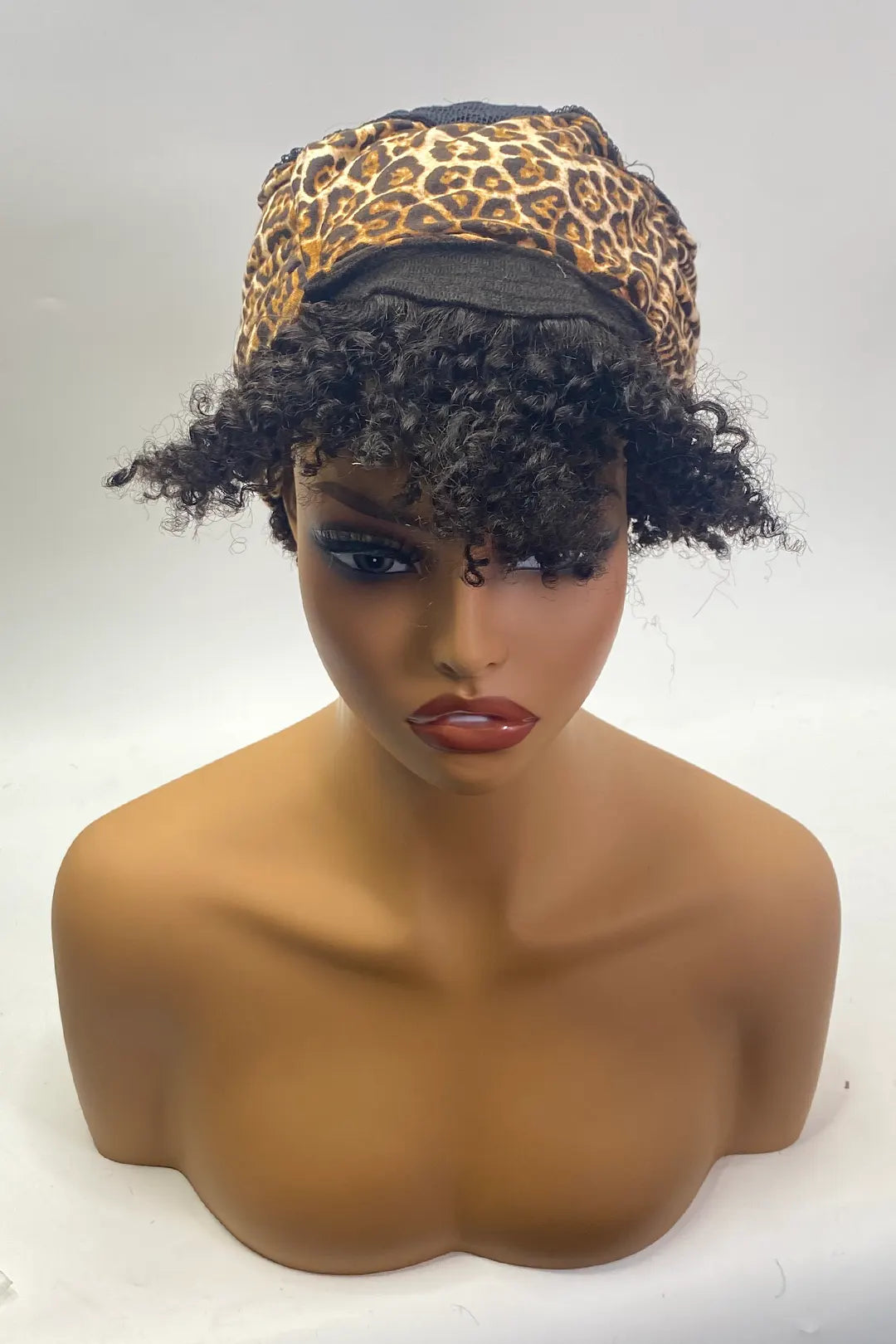 Kinky Curly Headband Wig 10 Inch With Bangs Natural Color