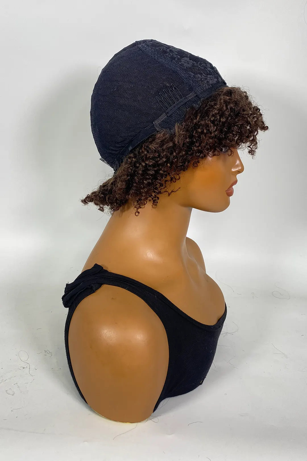 Non Lace Brown Curly Bob Human Hair
