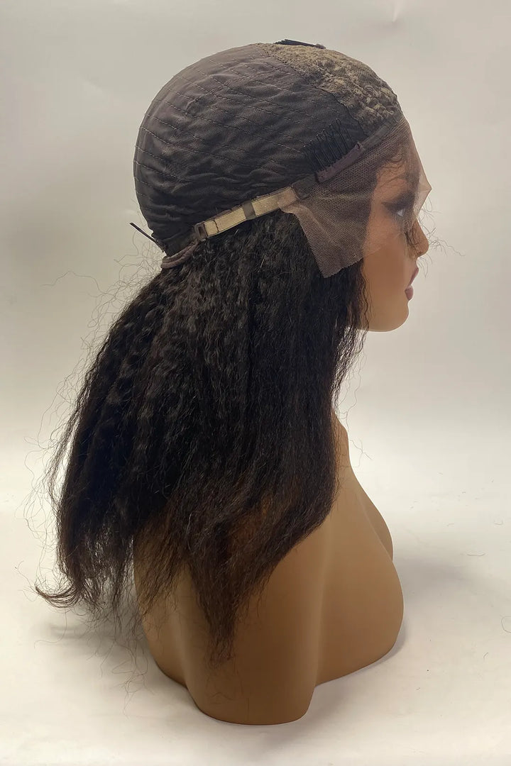 13x1x4 T-part Kinky Straight Lace Wig 14 Inch Natural Color
