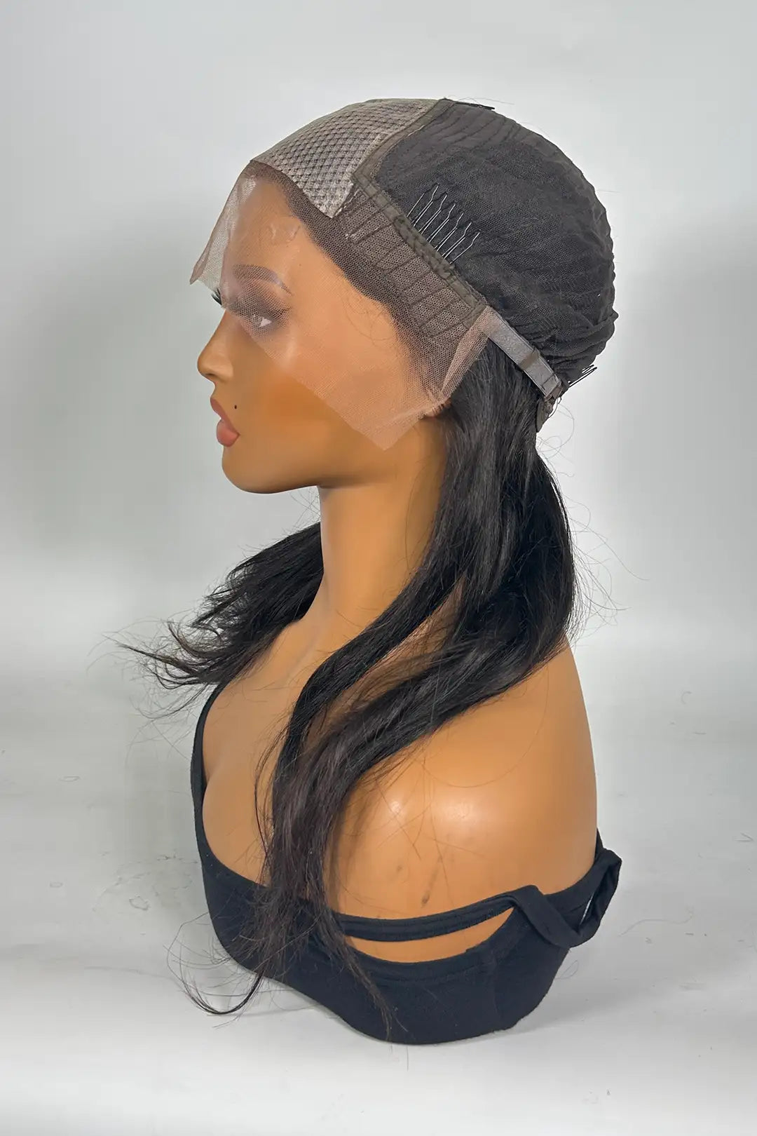 13x4 Lace Frontal with PU Silk Top Straight Wig 16 Inch Natural Color