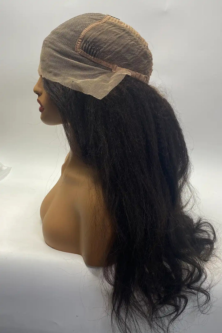 13x6 Lace Frontal Kinky Straight Wigs 22 Inch Natural Color