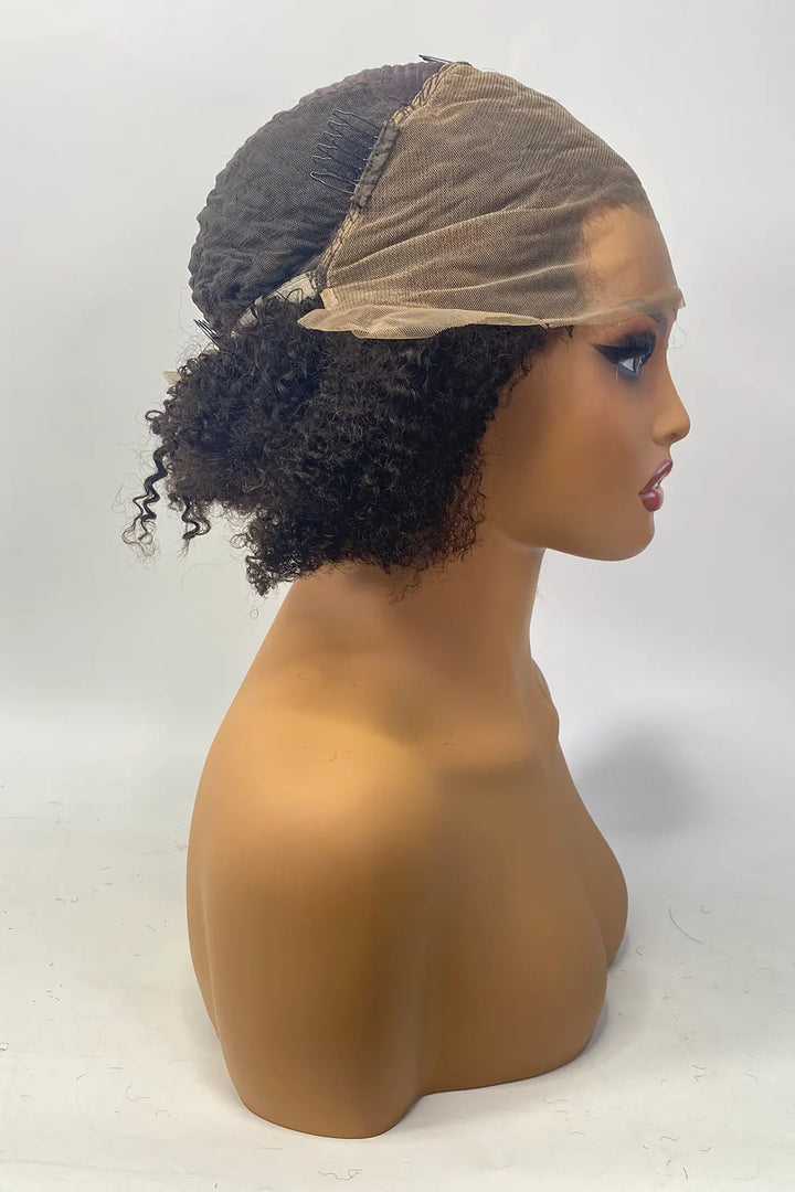 13x4 Full Lace Frontal Afro Curly 12 Inch Bob Natural Color