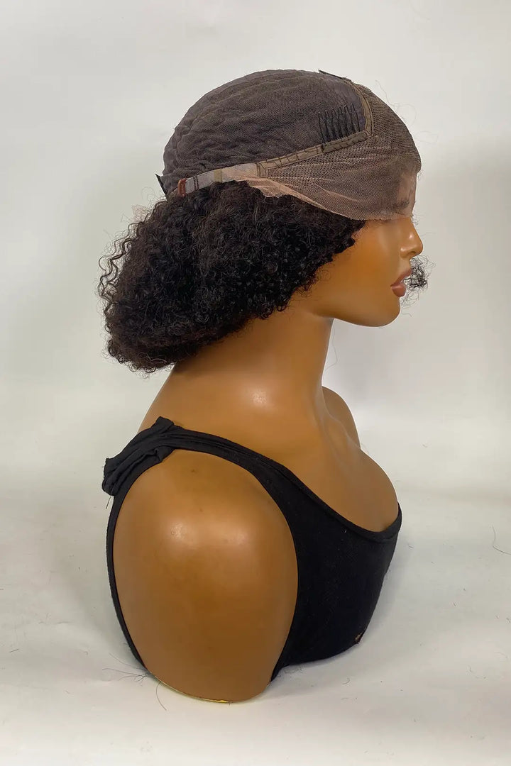 Perruque afro crépue bouclée avec dentelle frontale 13x4, couleur naturelle, 40 cm