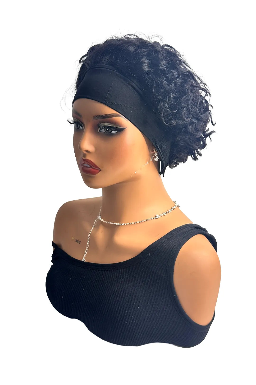Ygwigs Headband Curly Bob Wig 6 Inch Natural Color