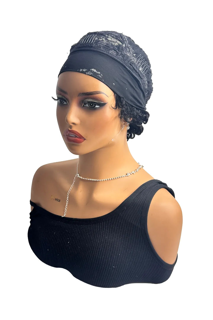 Ygwigs Headband Curly Bob Wig 6 Inch Natural Color