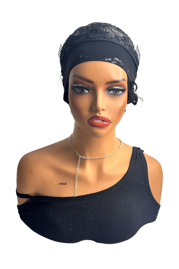 Ygwigs Headband Curly Bob Wig 6 Inch Natural Color