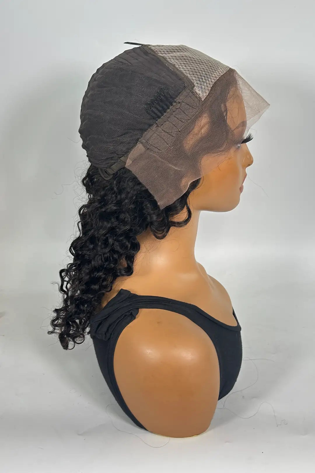 13x4 Lace Frontal with PU Silk Top Water Wave Wig 16 Inch Natural color