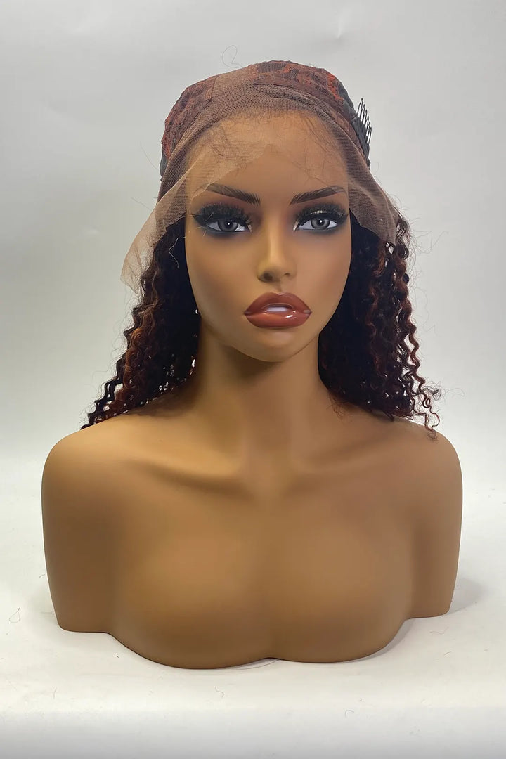 13x1x6 T-part Lace Wig 14 Inch Red Bleach Color