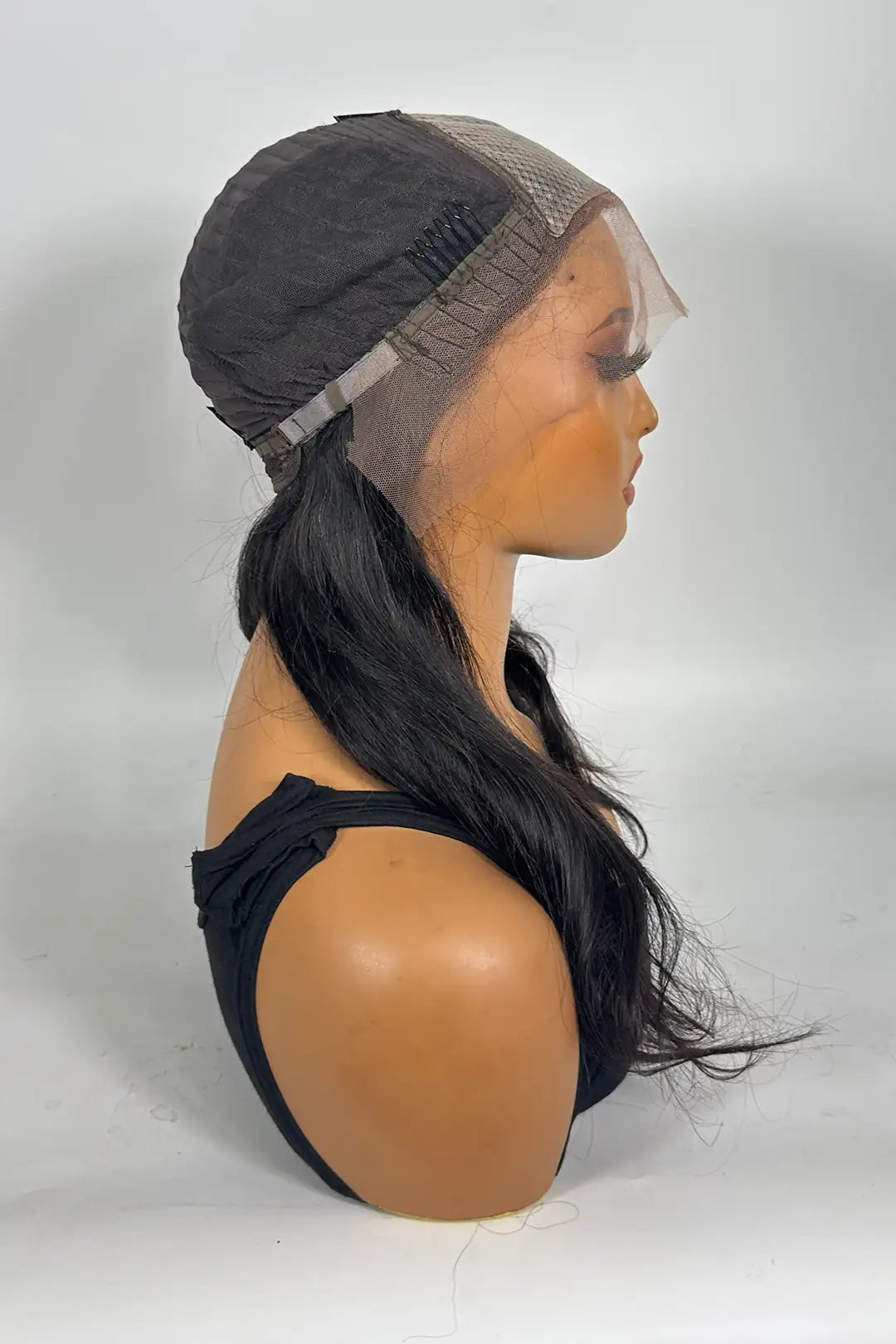 13x4 Lace Frontal with PU Silk Top Straight Wig 16 Inch Natural Color