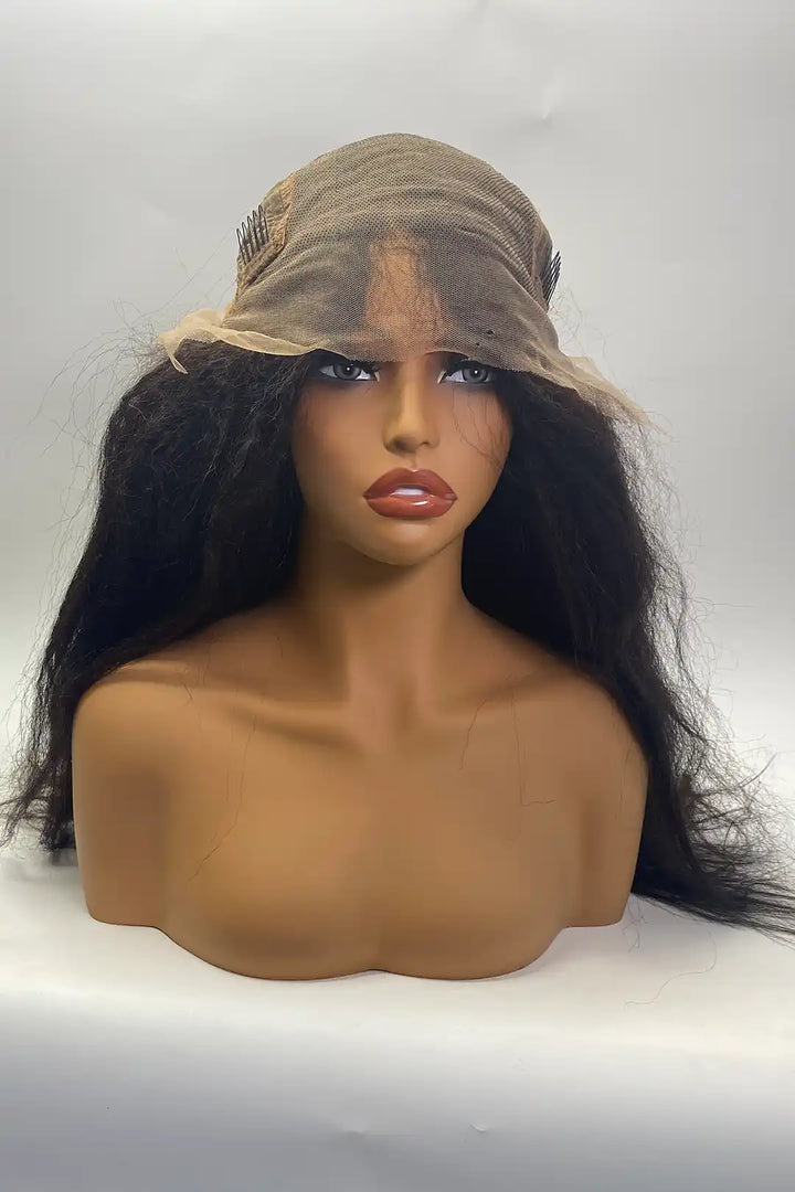 13x6 Lace Frontal Kinky Straight Wigs 22 Inch Natural Color
