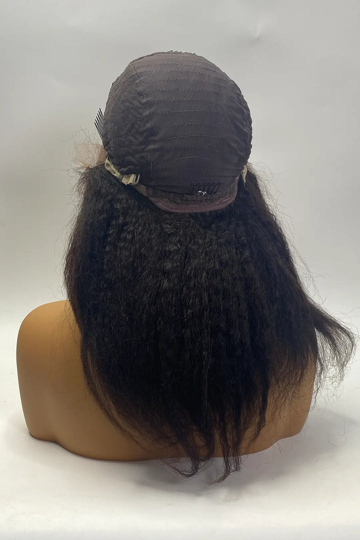 13x1x4 T-part Kinky Straight Lace Wig 14 Inch Natural Color