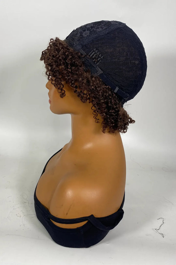 Non Lace Brown Curly Bob Human Hair