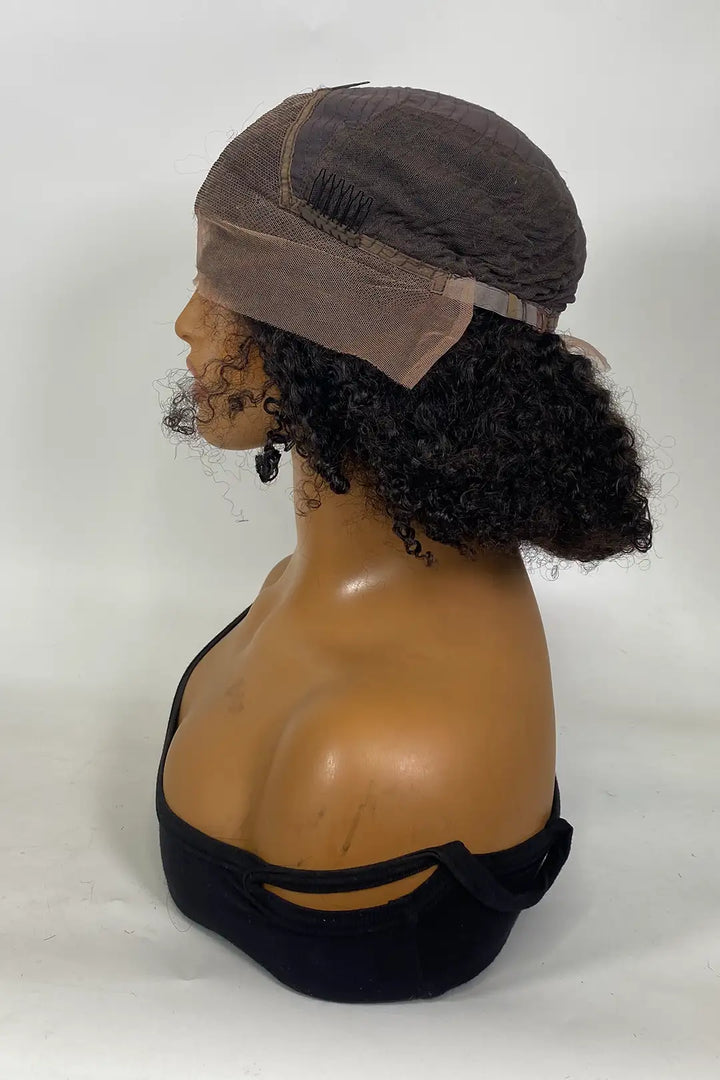 Perruque afro crépue bouclée avec dentelle frontale 13x4, couleur naturelle, 40 cm